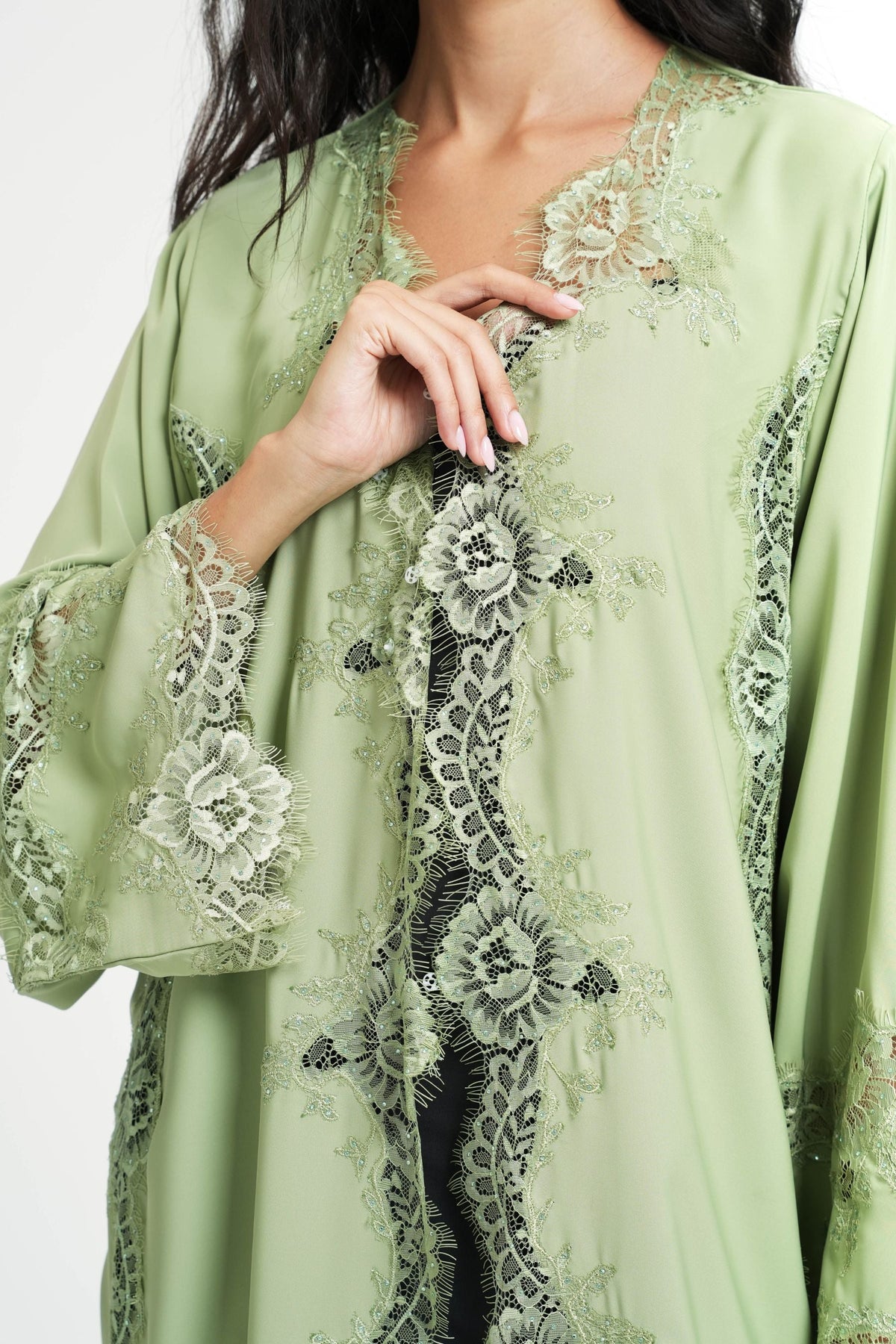 Matcha Lace Robe